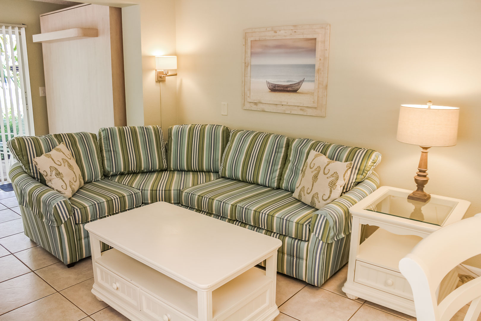 A lovely living room at VRI's Berkshire by the Sea in Florida.